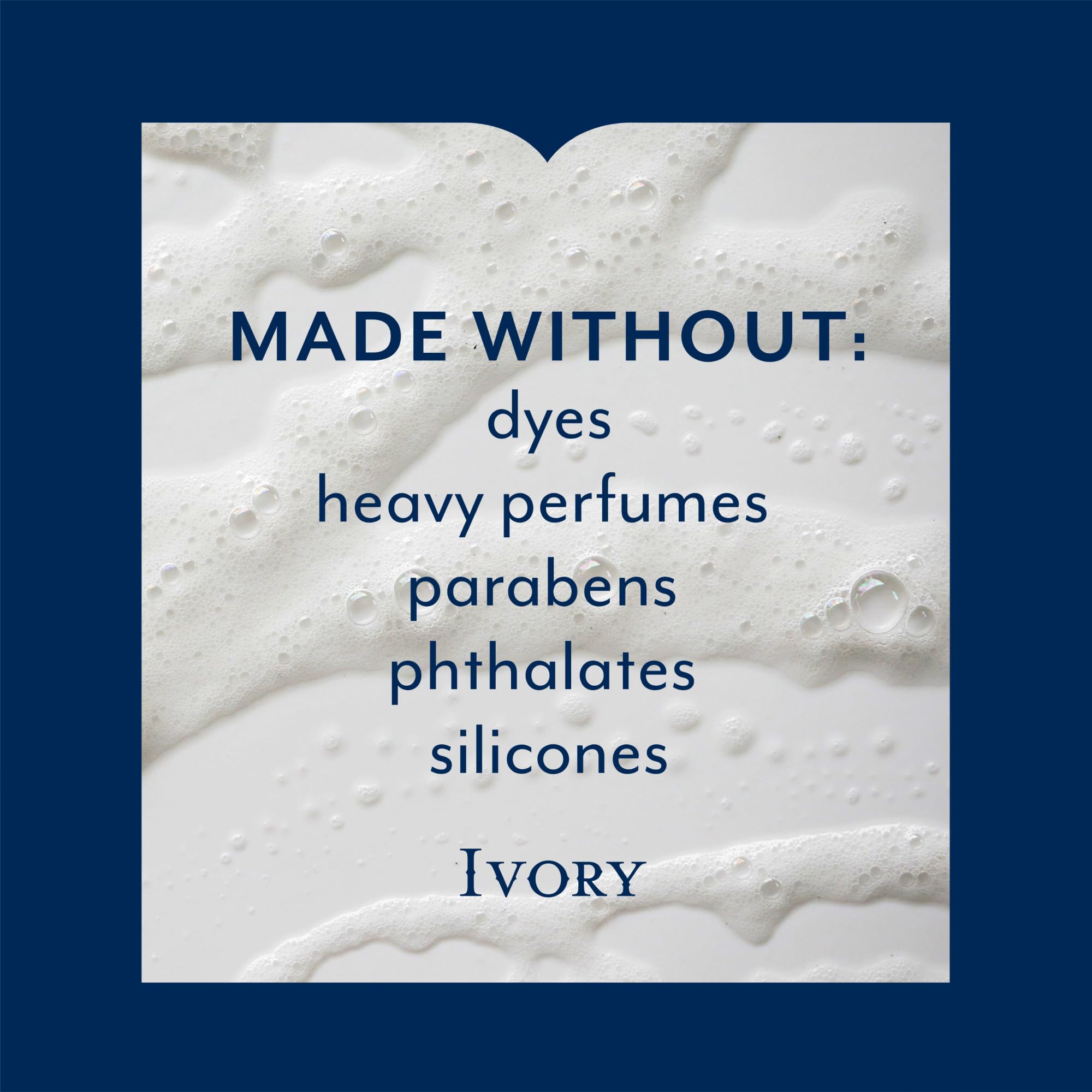 Ivory Body Wash Original back label highlights dye-free, fragrance-light formula for sensitive skin.