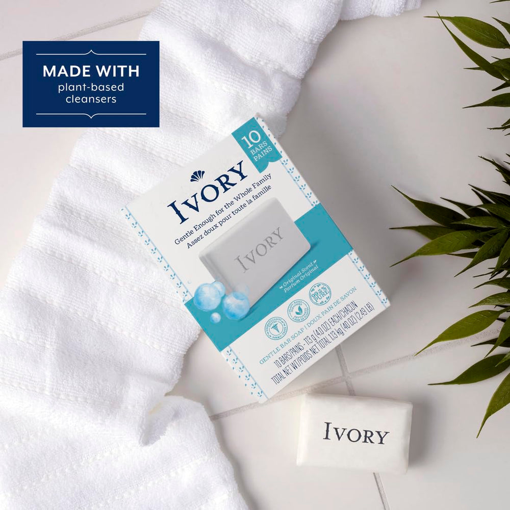 Ivory Clean Original Bar Soap dye-free formulation supports gentle skin care.