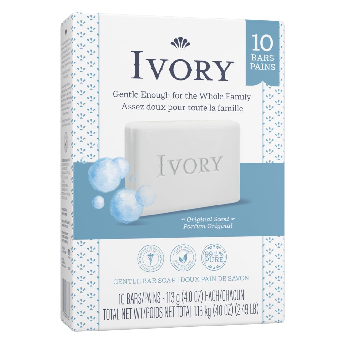 Ivory Clean Original Bar Soap lather closeup demonstrates mild cleansing and quick rinse.