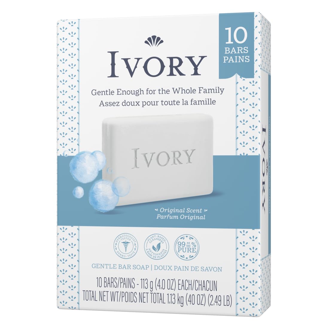 Ivory Clean Original Bar Soap slice view emphasizes pure ingredients and simple cleanse.
