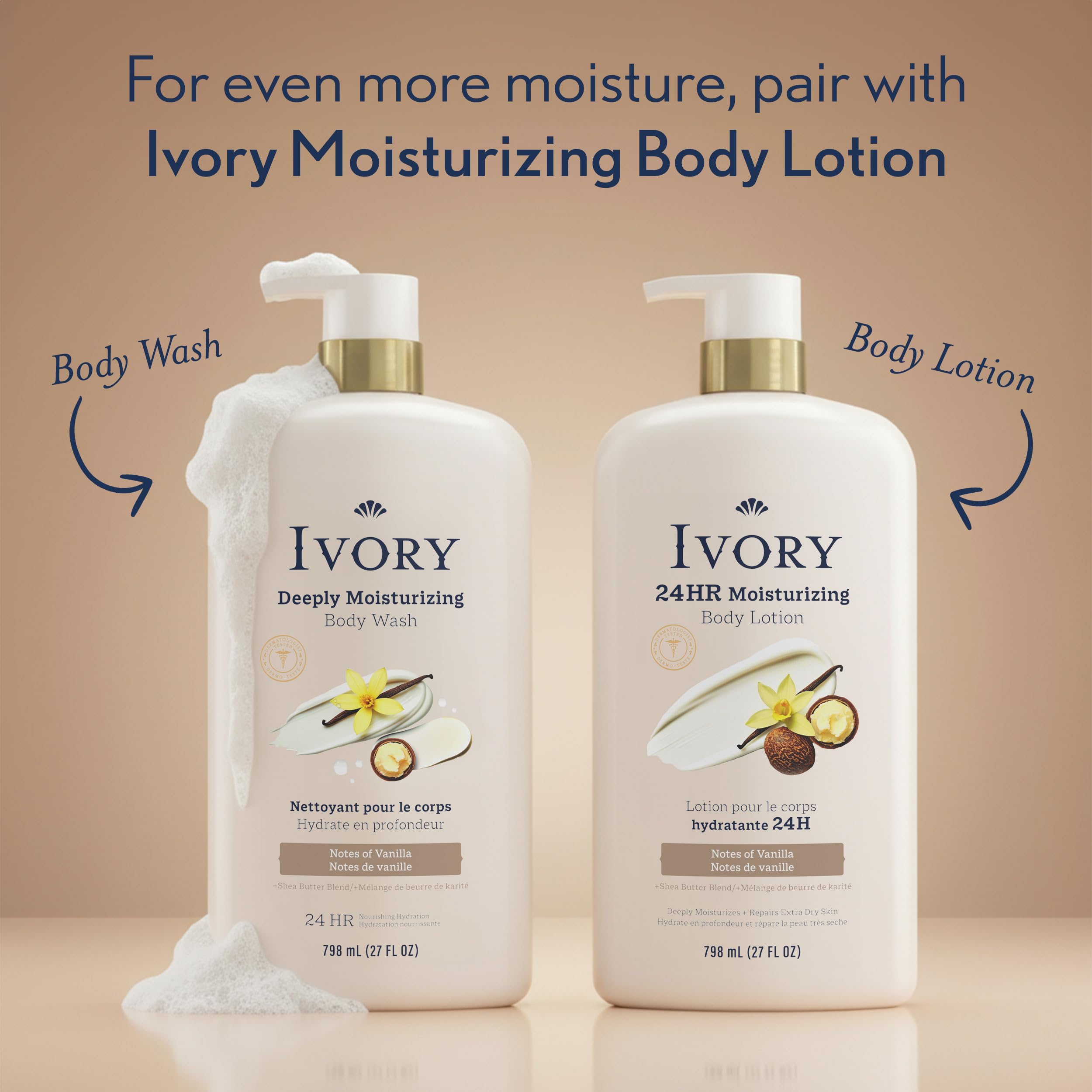 Ivory moisturized arm after wash, brand lasting softness benefit