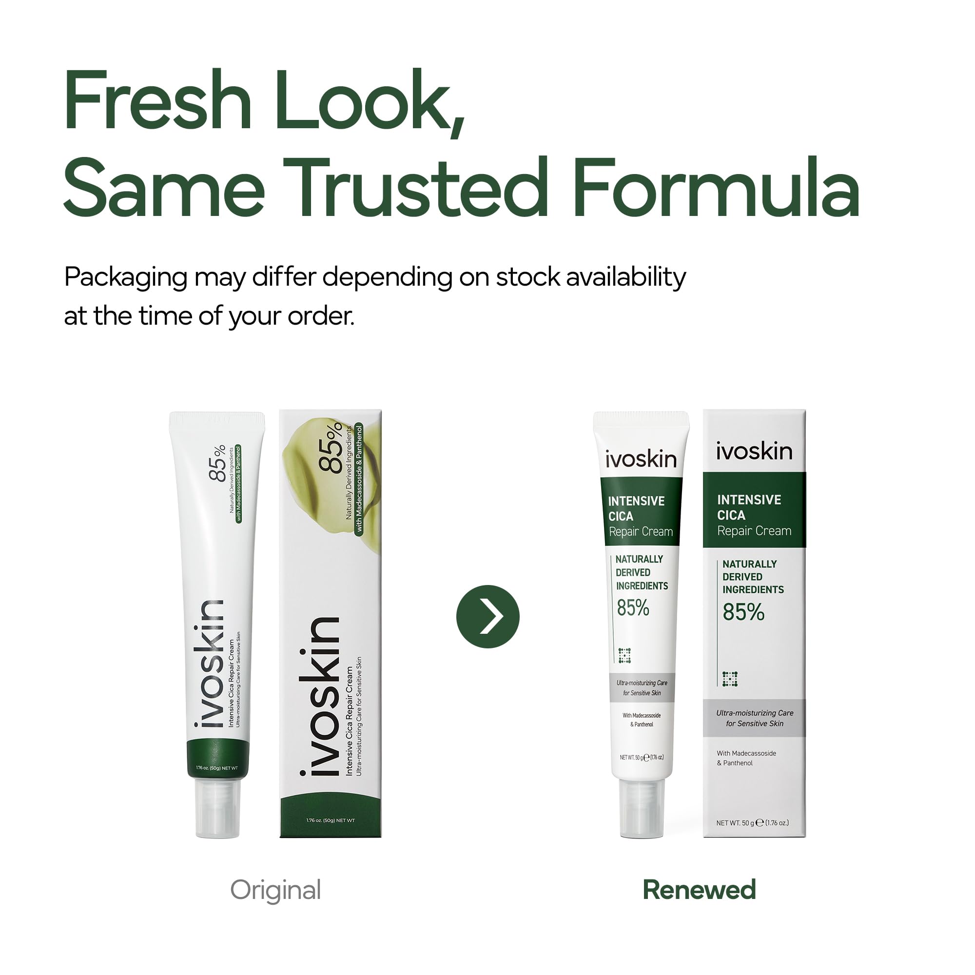 IVOSKIN Intensive Cica Repair Cream texture swirl demonstrates rich hydration.