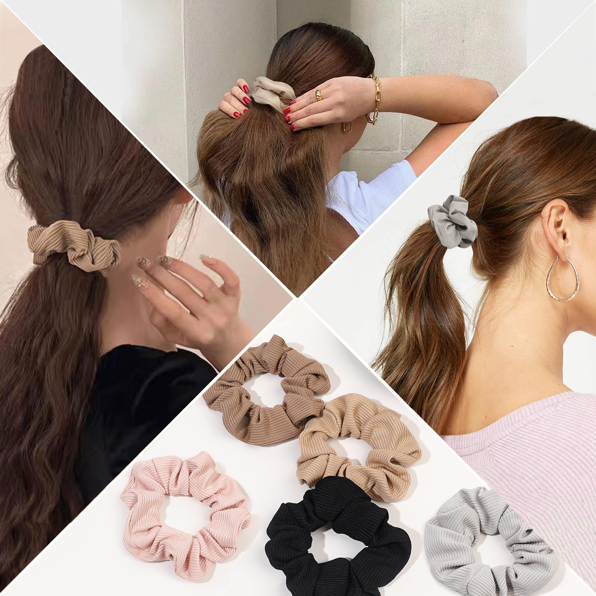 Ivyu Hair Scrunchies universal-fit-thick-thin-hair close-up demonstrates versatile use.
