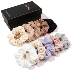 Ivyu hair scrunchies soft fabric closeup showing gentle grip for all hair types.