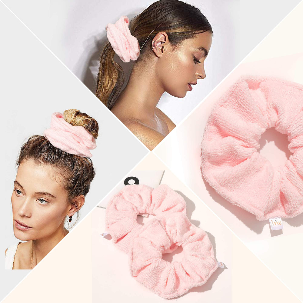 Ivyu large scrunchies dry hair faster than cotton towels, with gentler handling.