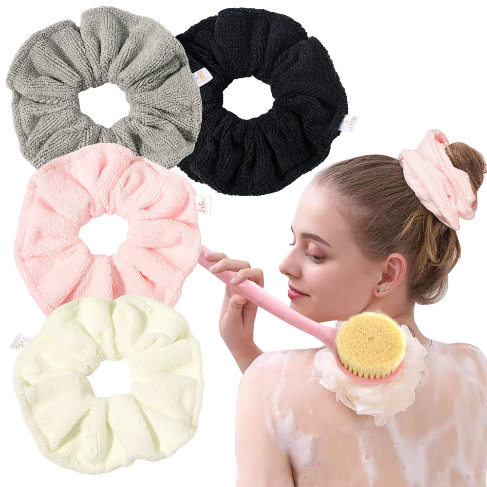 Ivyu microfiber hair-drying scrunchies pack in black dries hair quickly without heat.