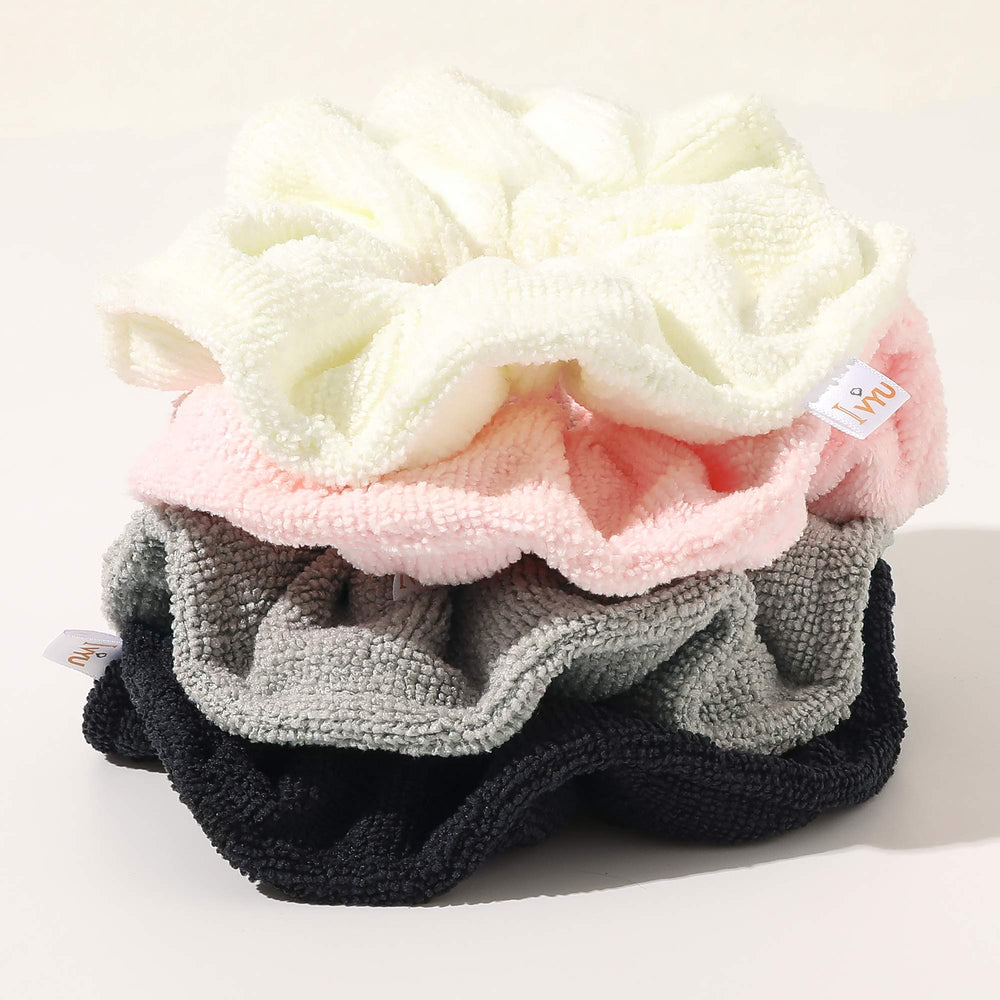 Ivyu large towel-scrunchies provide comfortable night-use hair care.