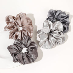 Ivyu satin scrunchies close-up shows soft sheen and premium satin finish.