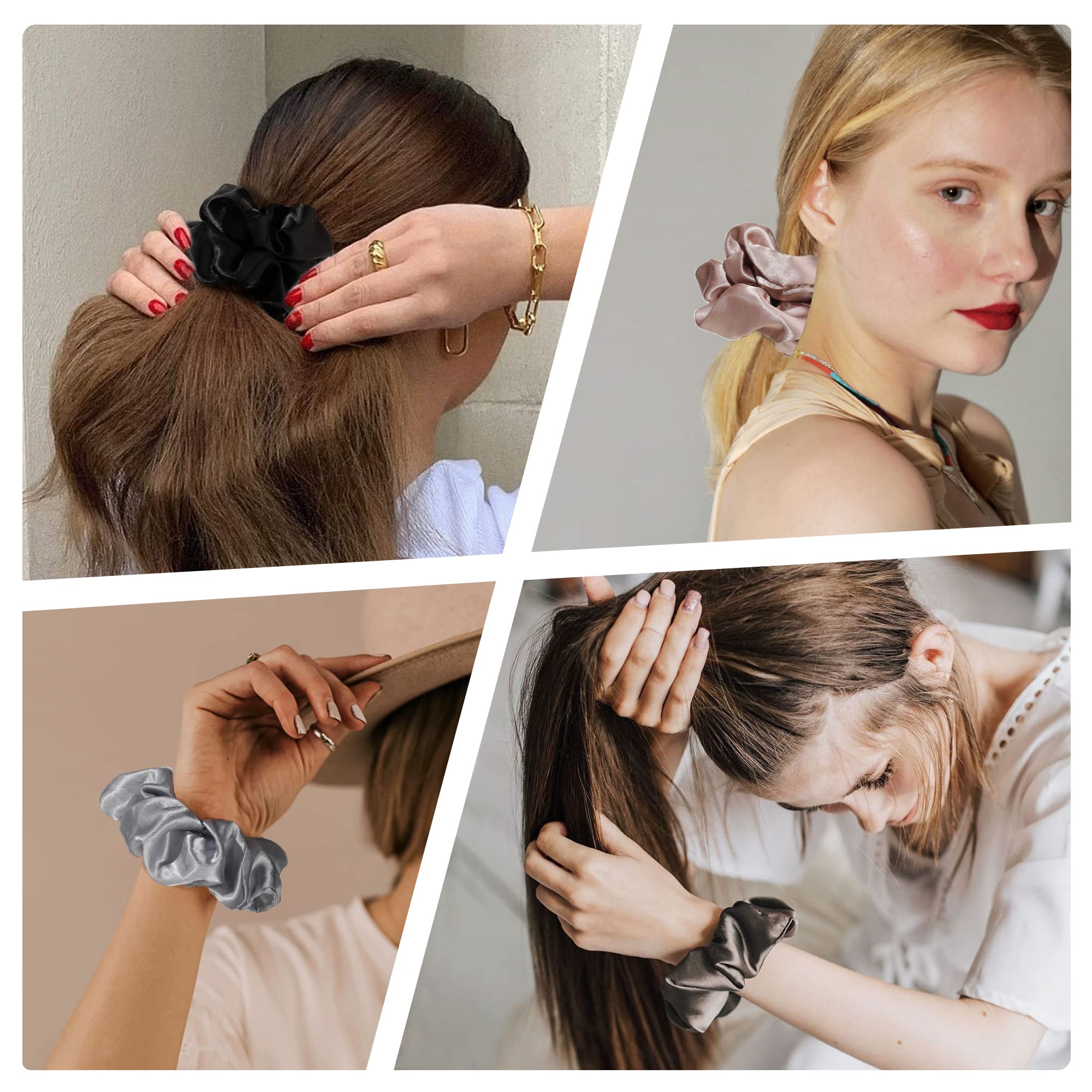Ivyu satin scrunchies with strong elastic band grip hair securely.