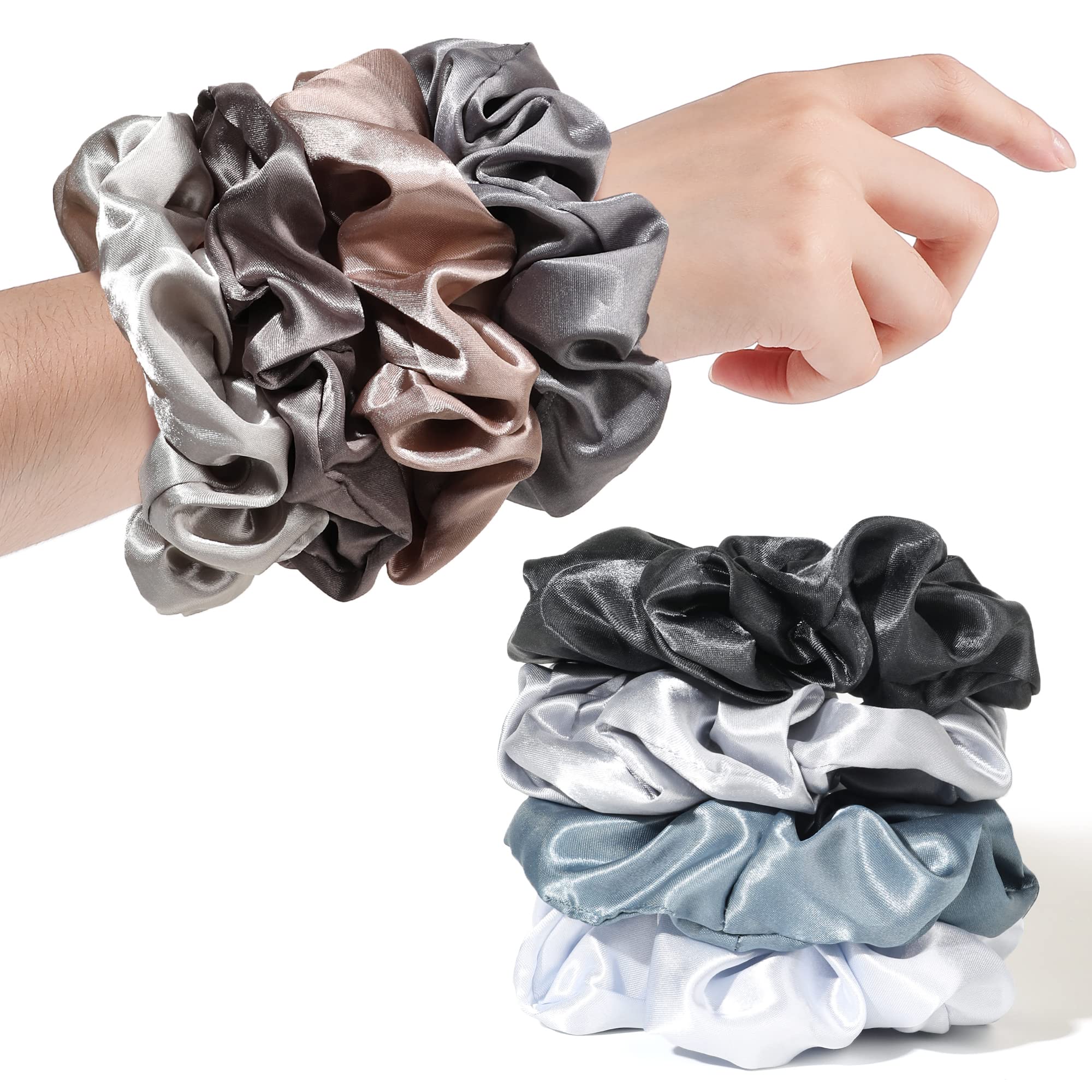 Ivyu satin scrunchies gathered into a ponytail provide smooth, creaseless updo.