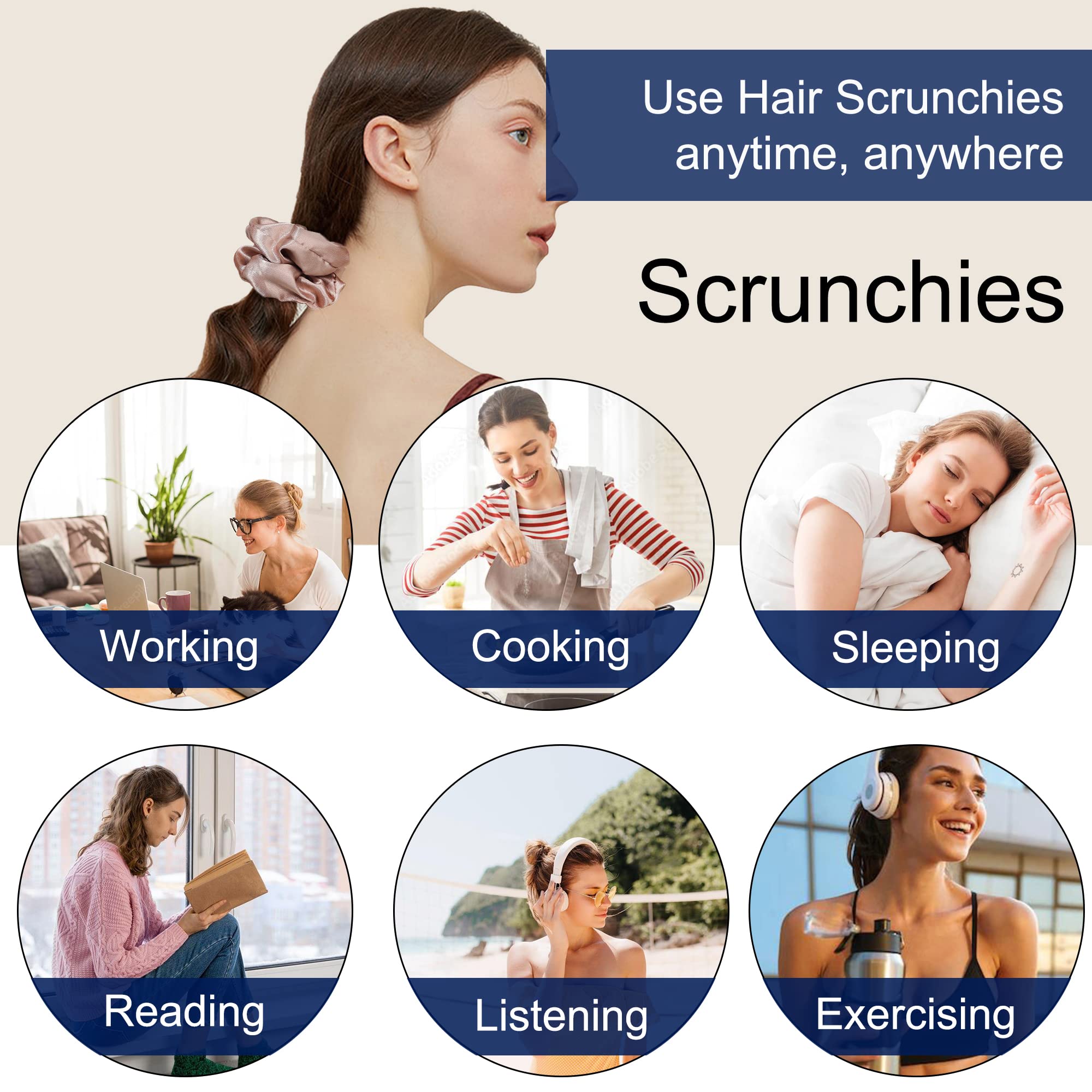 Ivyu satin scrunchies offer a shiny finish and low-friction hair care.