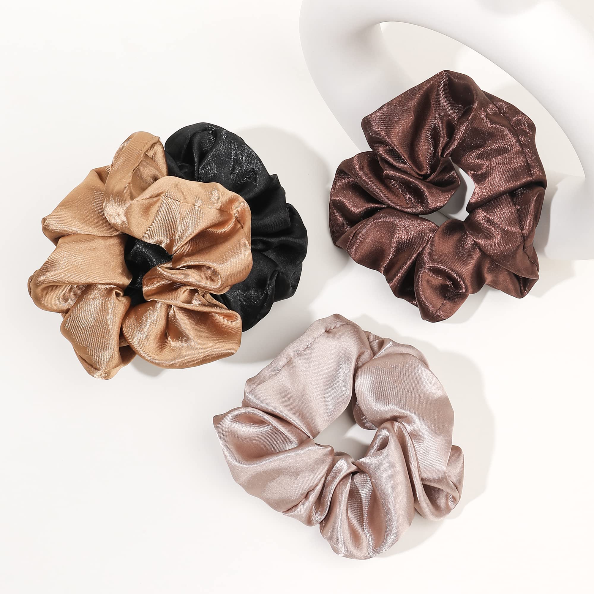 Ivyu satin silk scrunchies close up highlights premium soft fabric