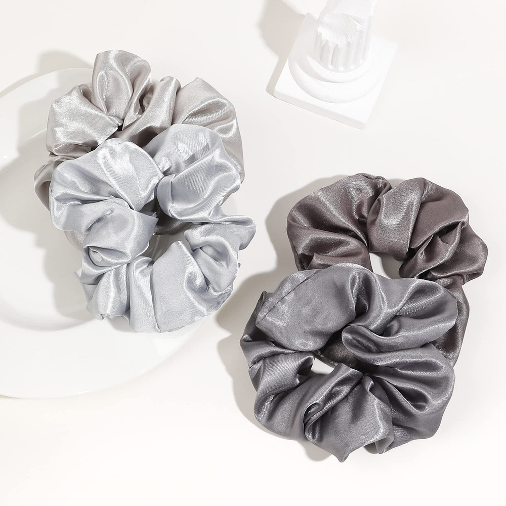Ivyu satin silk scrunchies hair collection display shows versatile styles