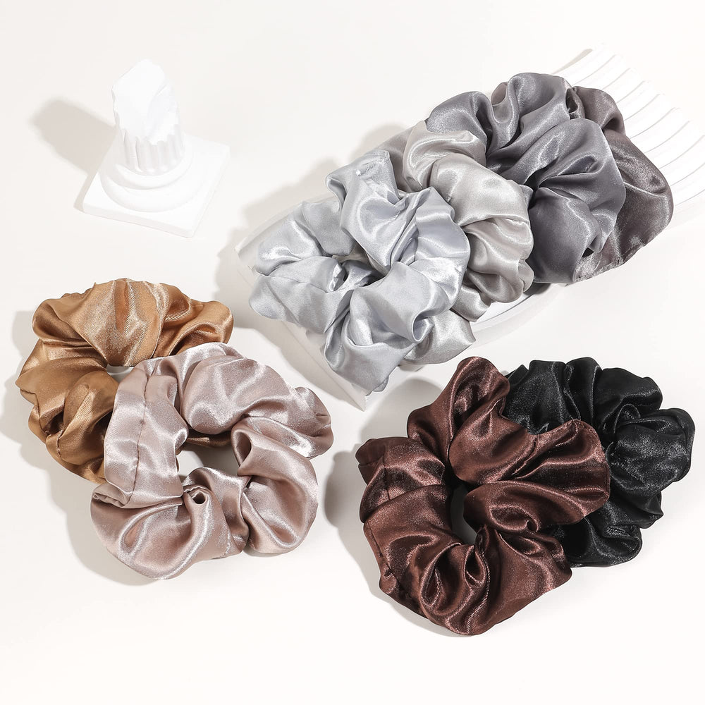 Ivyu satin silk scrunchies model held in hand shows soft shine