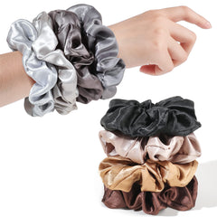Ivyu satin silk scrunchies worn on wrist for comfy everyday use