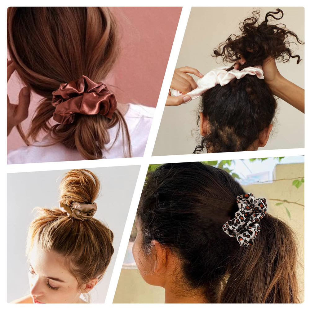 Ivyu scrunchies hair-types compatibility image demonstrates hold for curls, waves, straight.