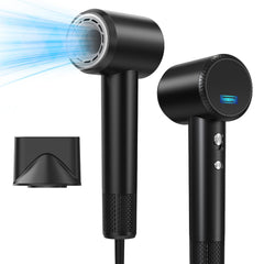 IWAANYI hair dryer front view with 150000rpm high-speed motor for fast drying.
