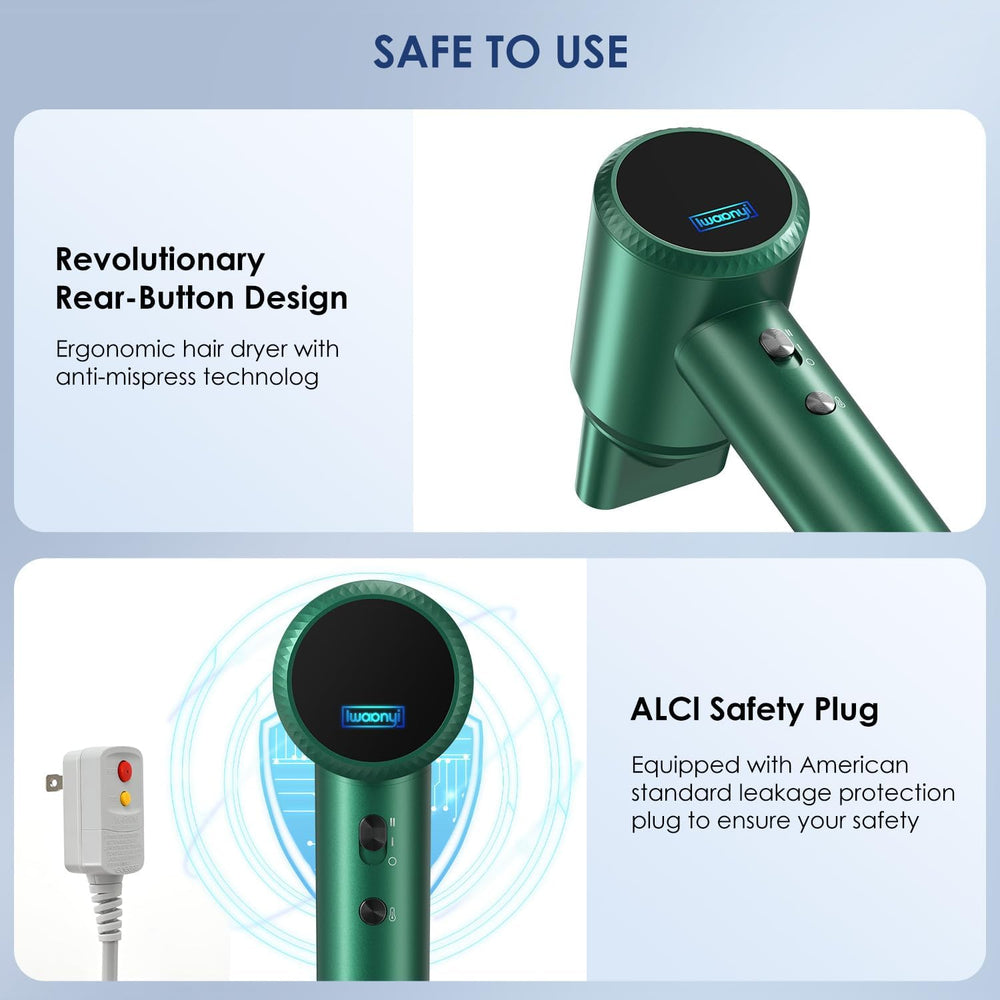 IWAANYI professional hair dryer magnetic nozzle enables easy attachment and versatile styling.