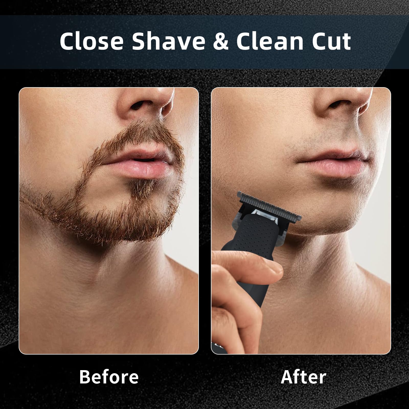 IWEEL beard trimmer with rubber body and ergonomic handle for steady grip