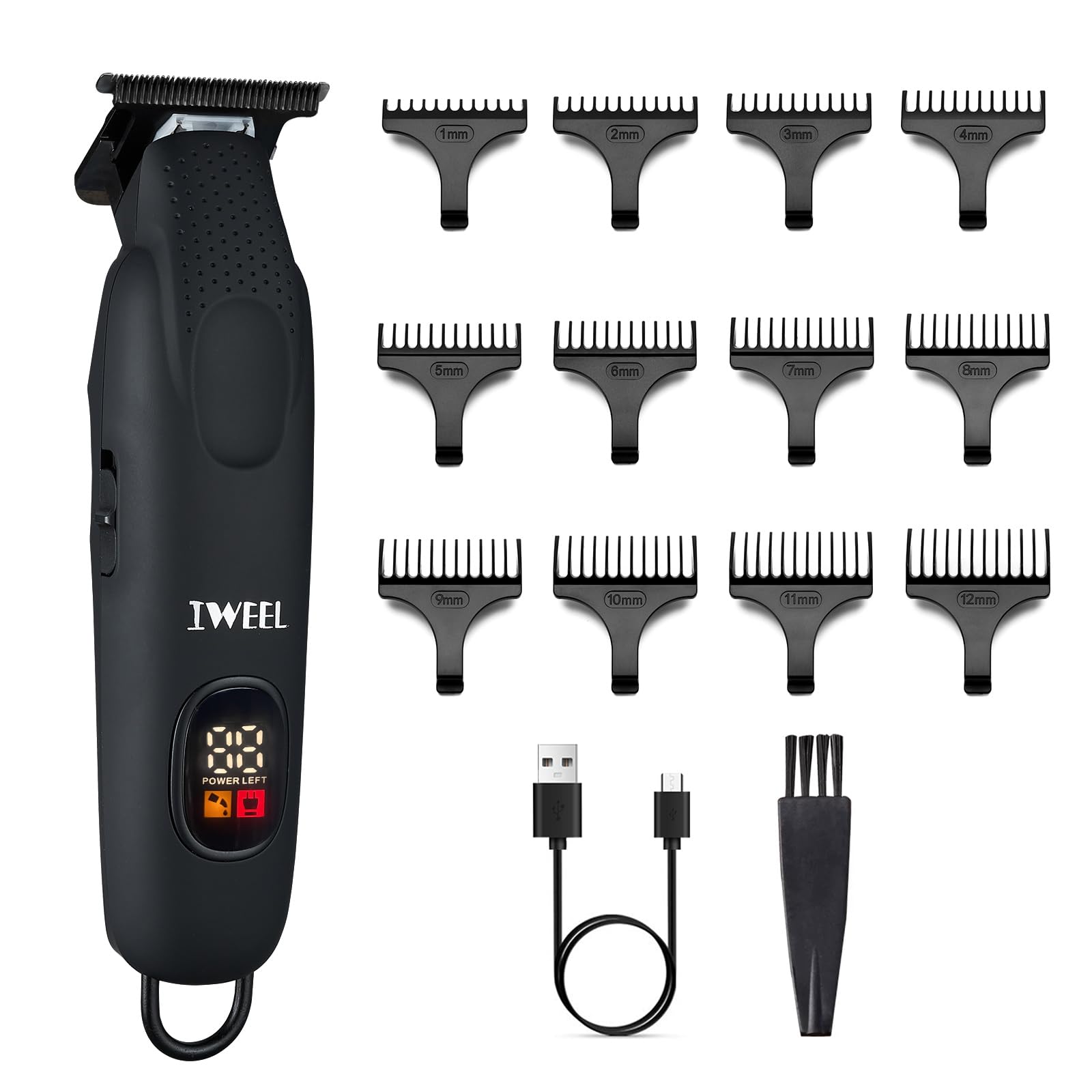 IWEEL beard trimmer close-up shows T-Blade for precise trimming and clean lines