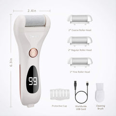 IWEEL callus remover roller heads close up demonstrates 360 degree rotation