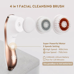 IWEEL electric face brush in shower demonstrating IPX-7 waterproof design for easy cleansing.