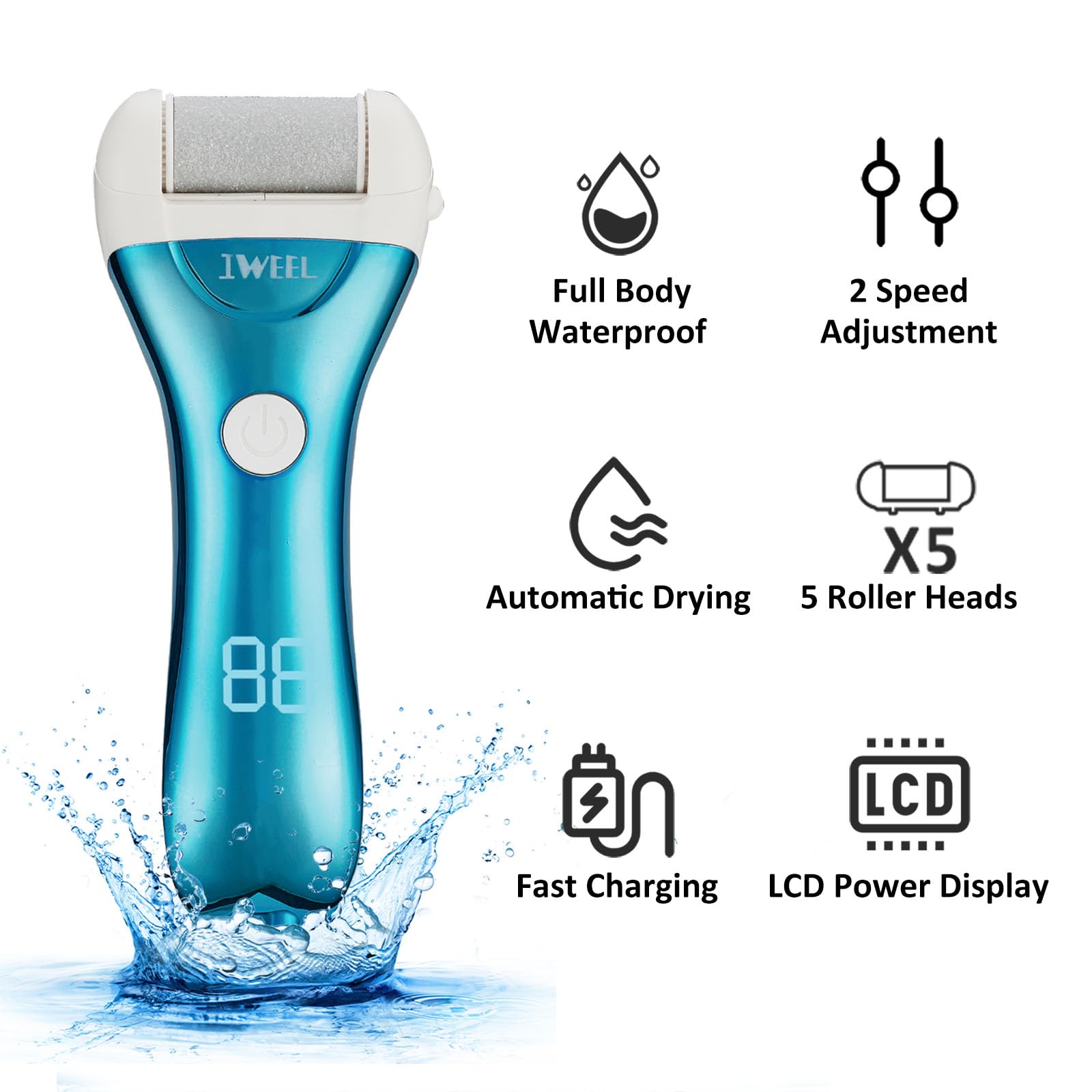 IWEEL electric foot callus remover roller heads close-up multiple grits for different calluses