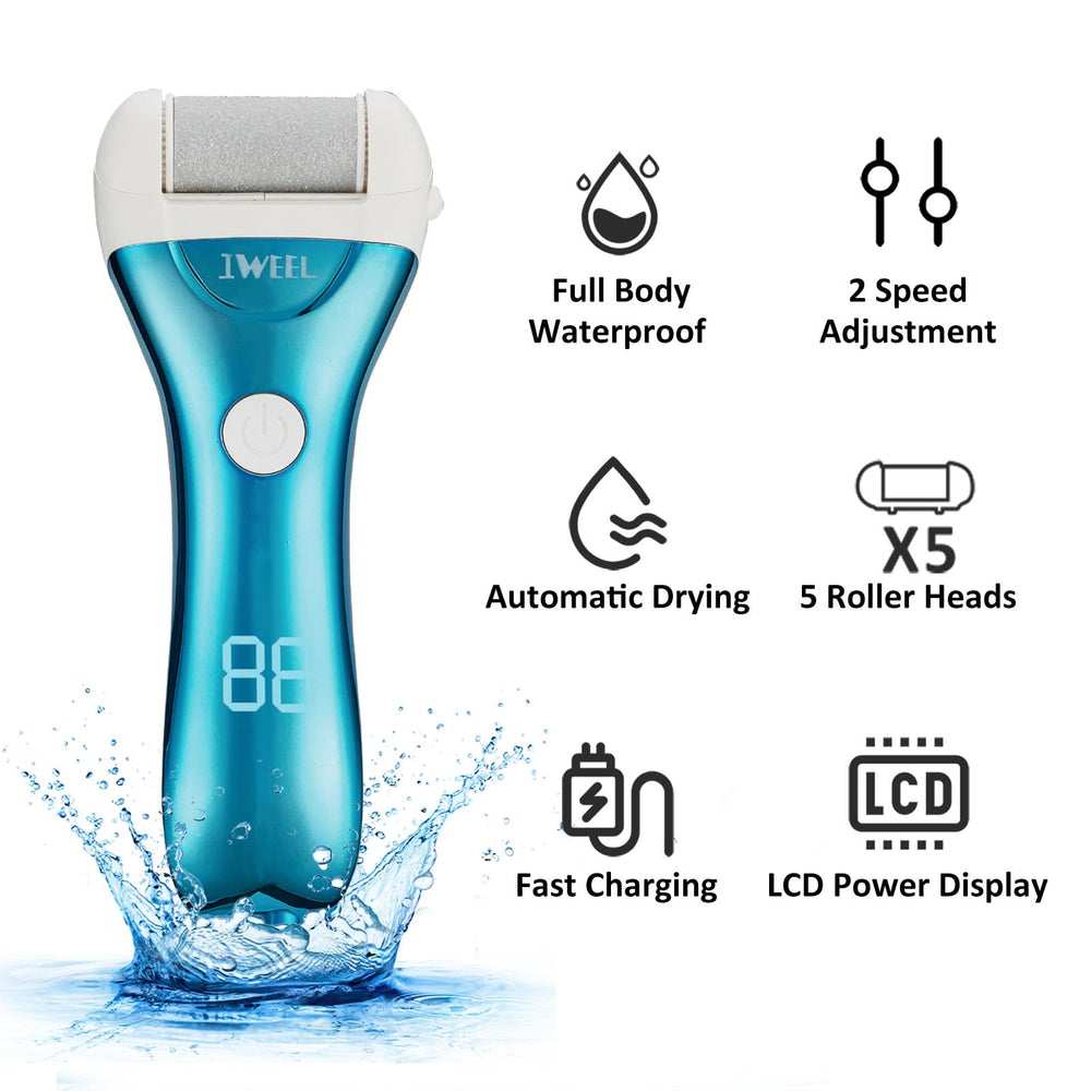 IWEEL electric foot callus remover roller heads close-up multiple grits for different calluses