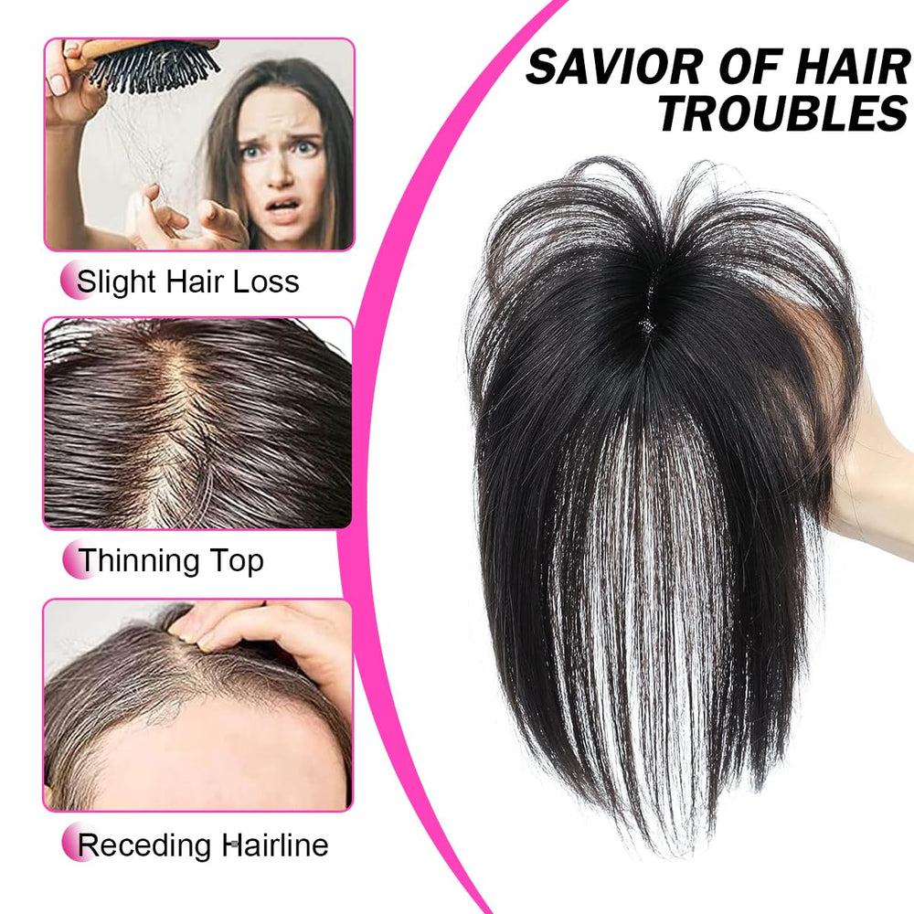 Iwig hair toppers natural black tone color matching for fuller look.