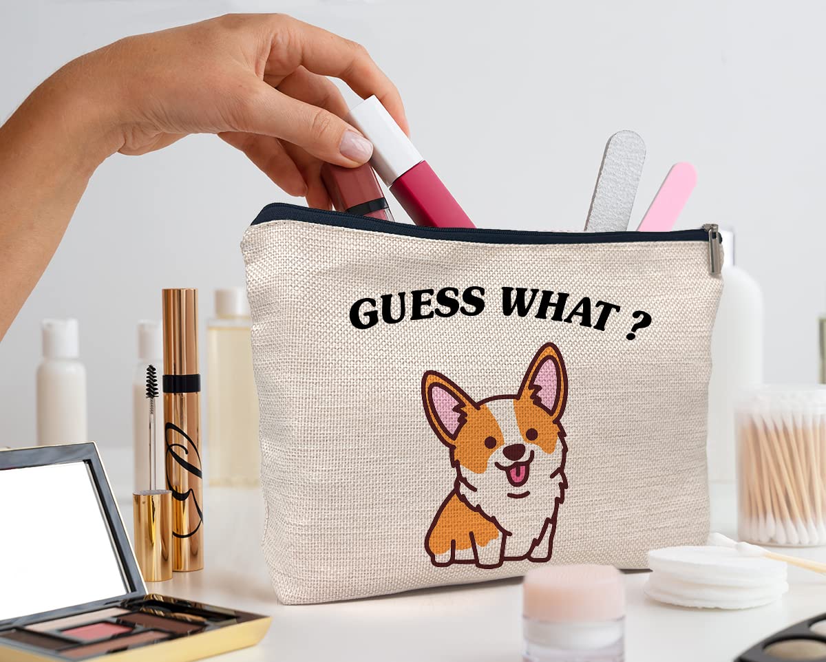 IWXYI corgi dog makeup bag interior layout shows compartments for organization.