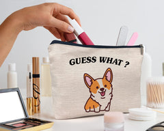 IWXYI corgi dog makeup bag interior layout shows compartments for organization.