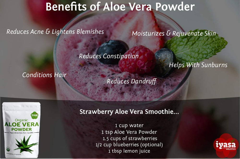 Iyasa Holistics Aloe Vera Leaf Powder supports gentle skin care.