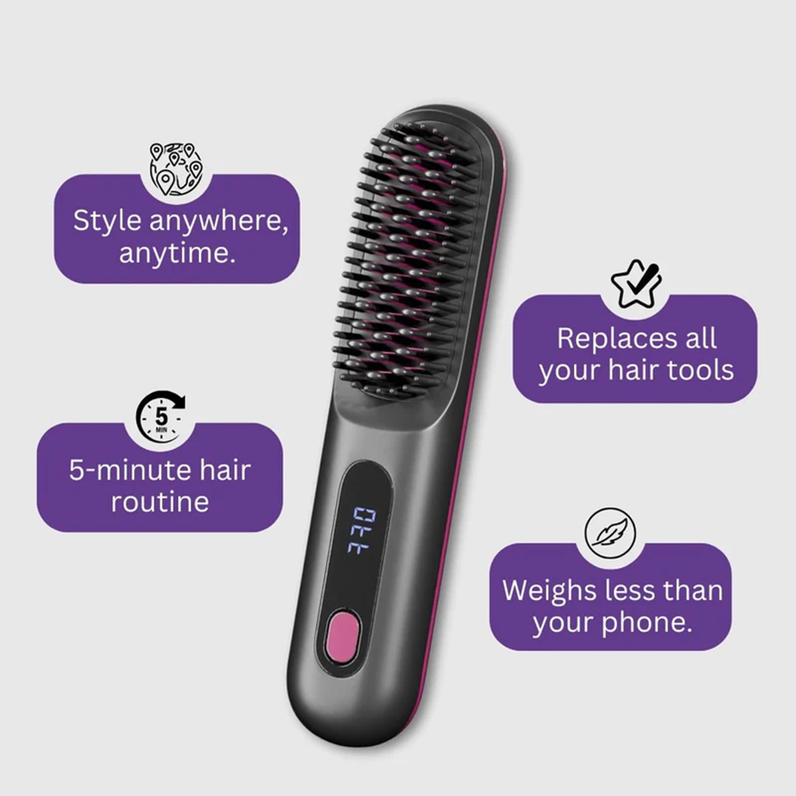 IZRIO Go Brush Pro 2025 compact travel design fits in a bag for easy styling.