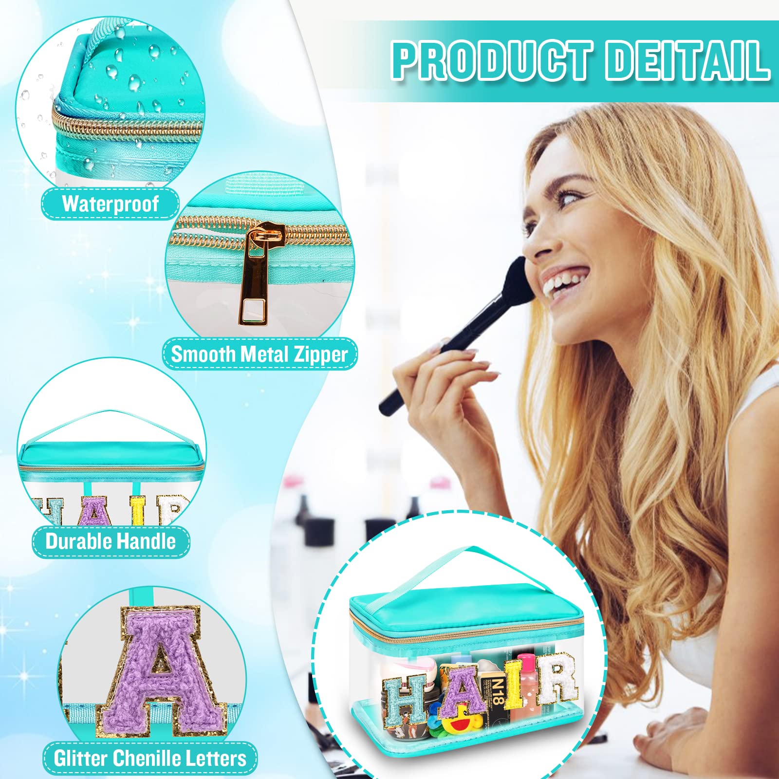 izuzta clear makeup bag top opening for quick item access