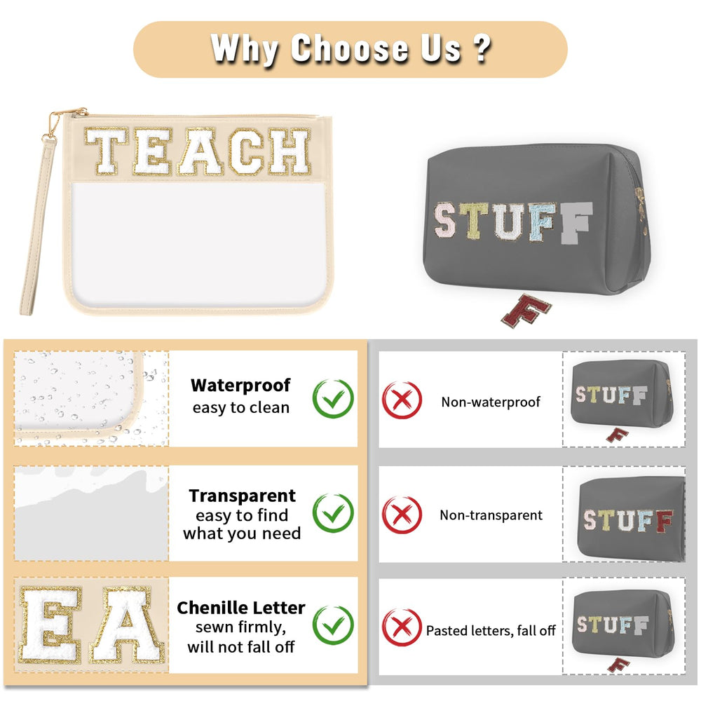 Izuzta Teach chenille bag edge detail with PU leather trim for style and longevity