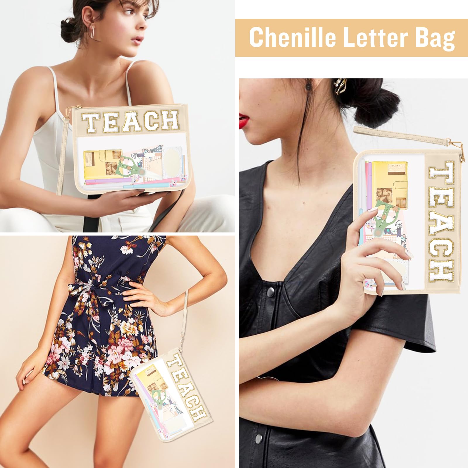 Izuzta Teach chenille bag used daily for travel, school, or shopping versatility