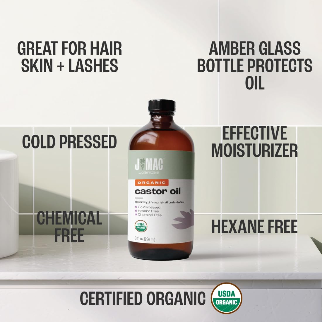 J MAC BOTANICALS castor oil for eyelashes and eyebrows conditioning