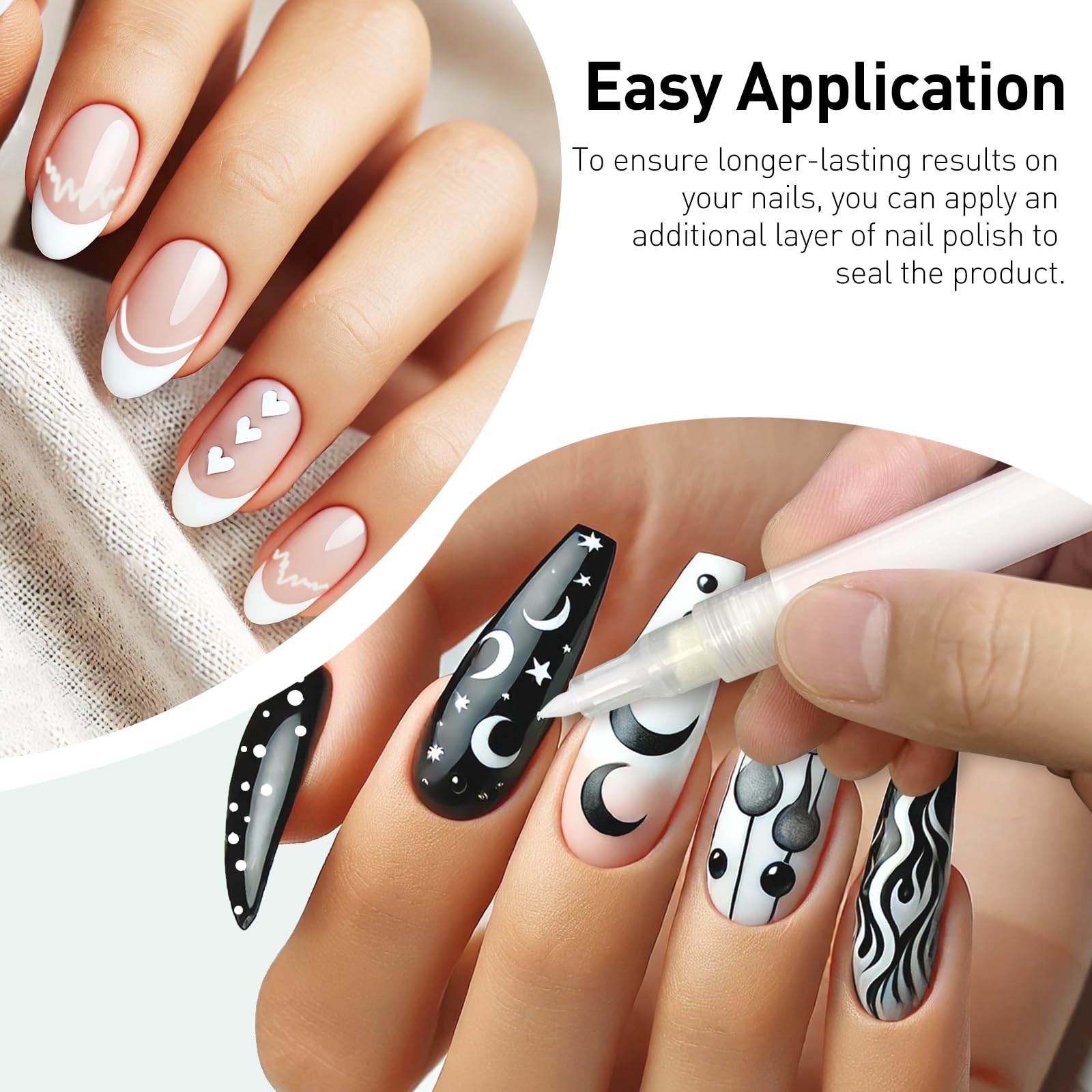 Jaasuee precision white-tip marker offers clean edges for crisp French tips.