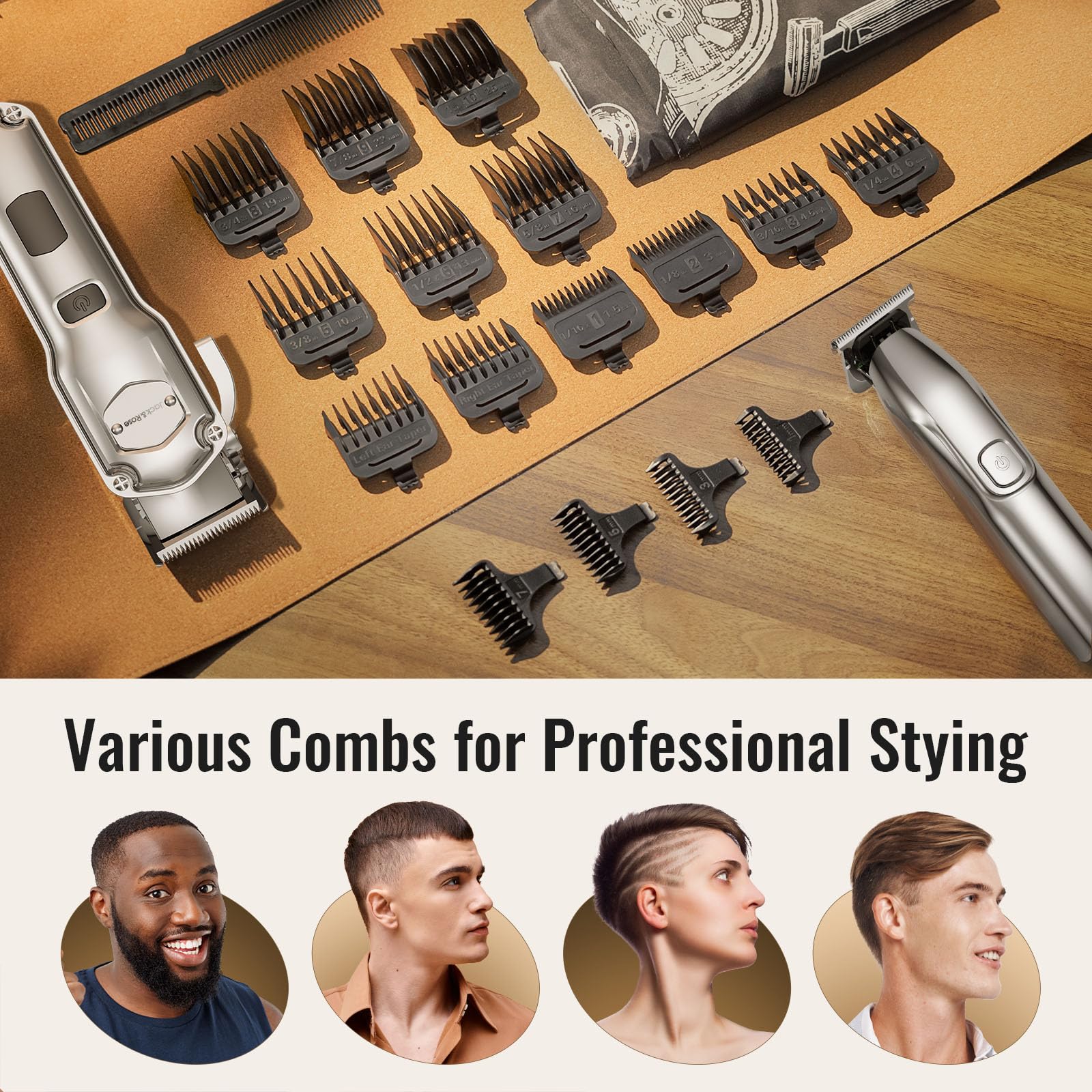 Jack & Rose guide combs collection for customizable hair lengths