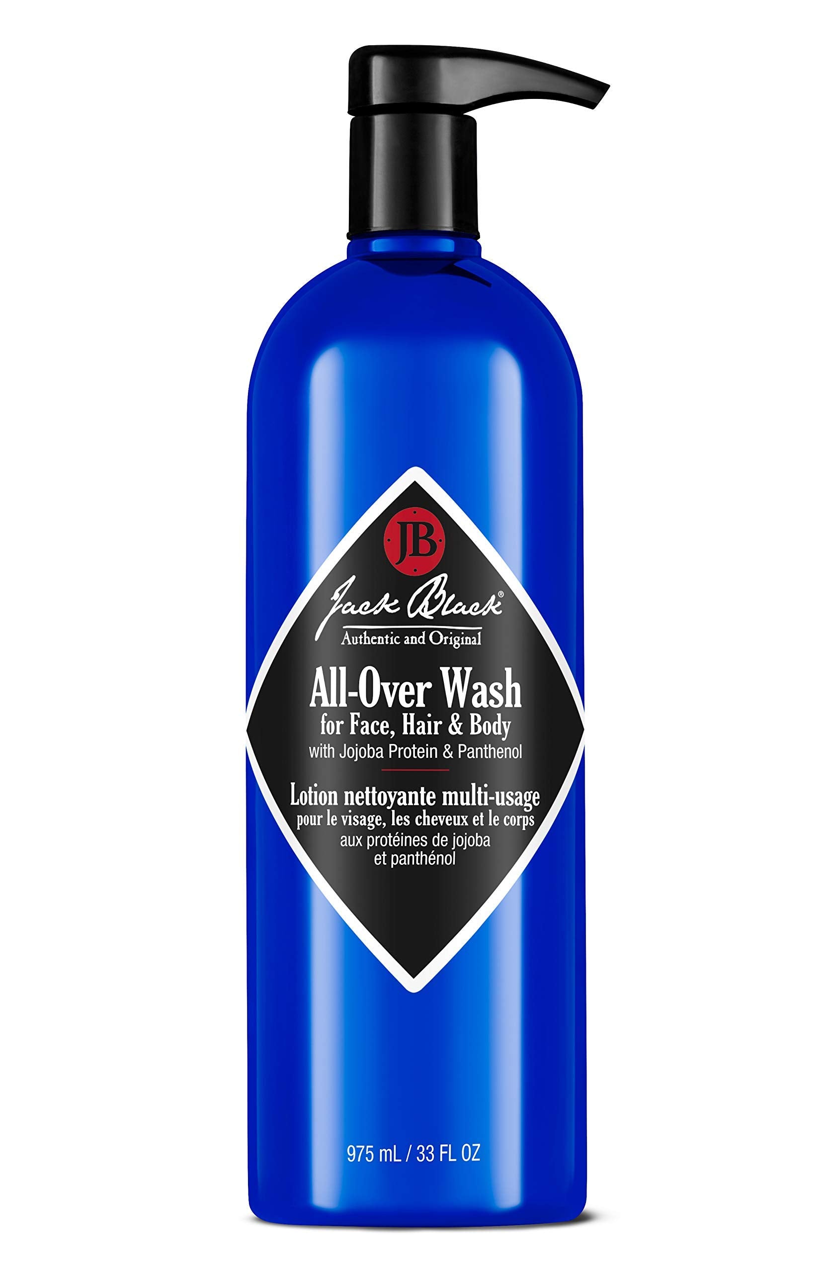 Jack Black All-Over Wash bottle pour showing citrus-mint aroma for quick refreshing cleanse