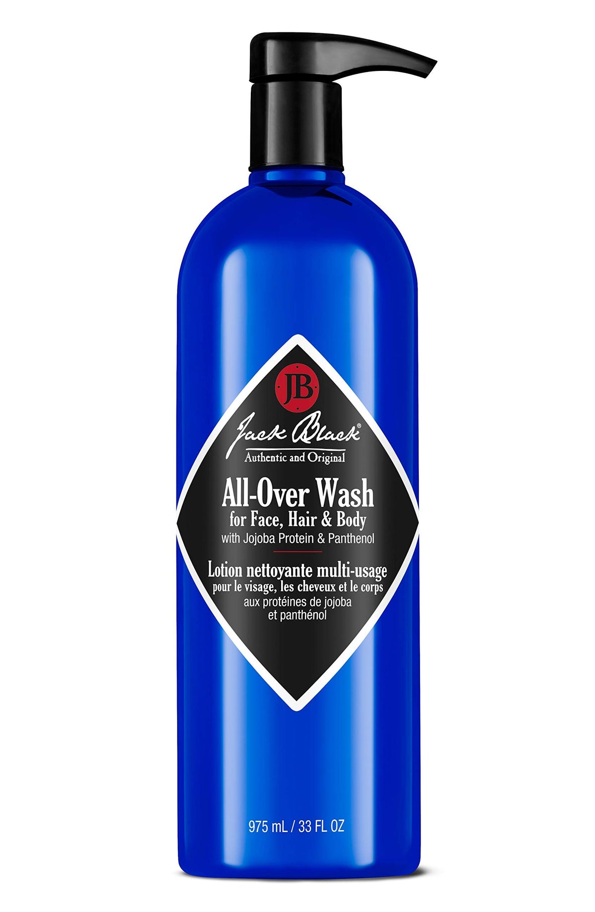 Jack Black All-Over Wash bottle pour showing citrus-mint aroma for quick refreshing cleanse