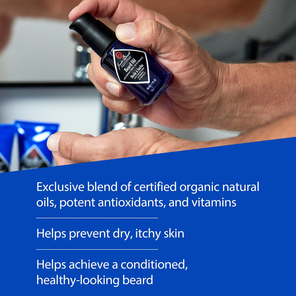 Jack Black Beard Oil softens beard and skin underneath, reducing dryness.