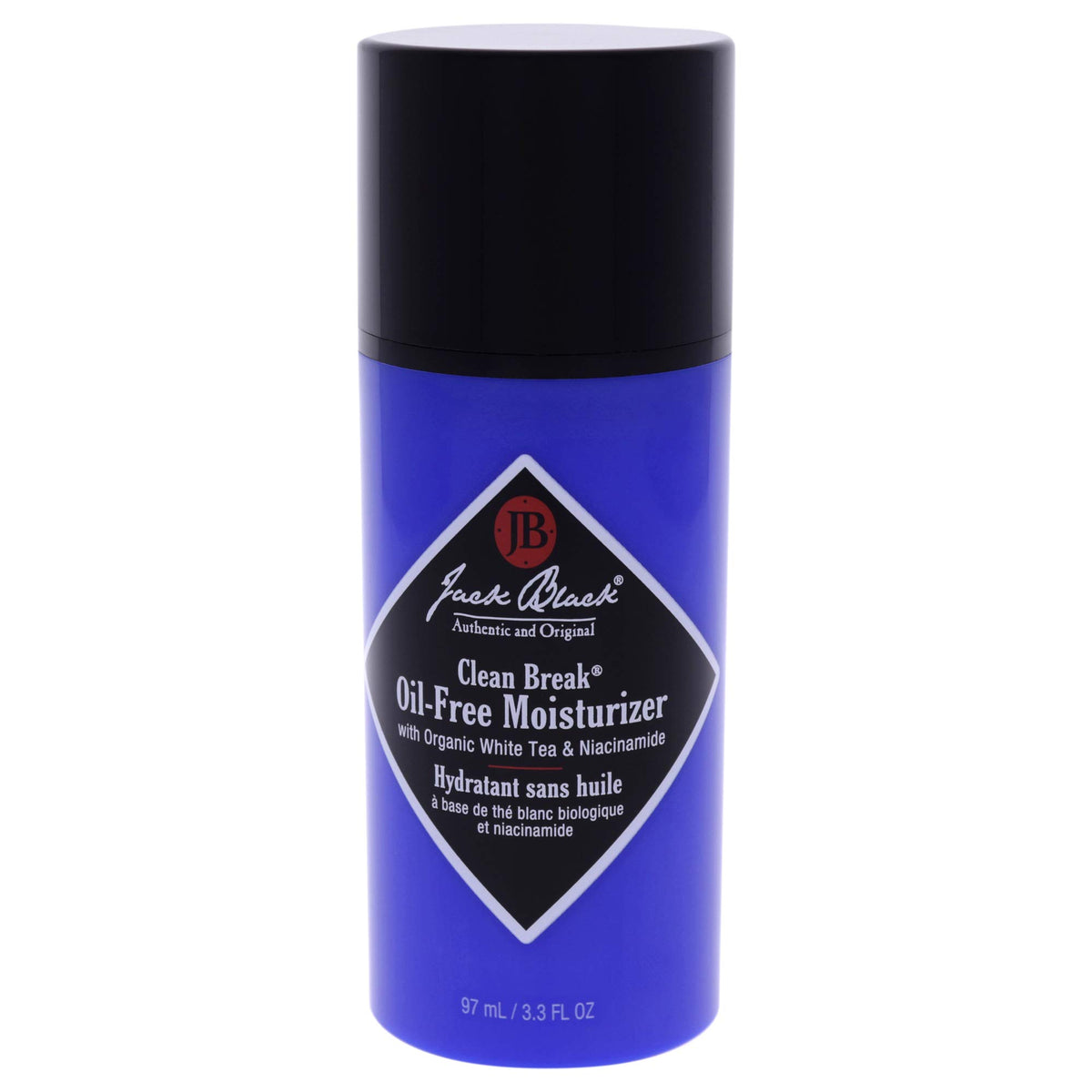 Jack Black Clean Break bottle front showing oil-free daily moisturizer for shine-free skin.