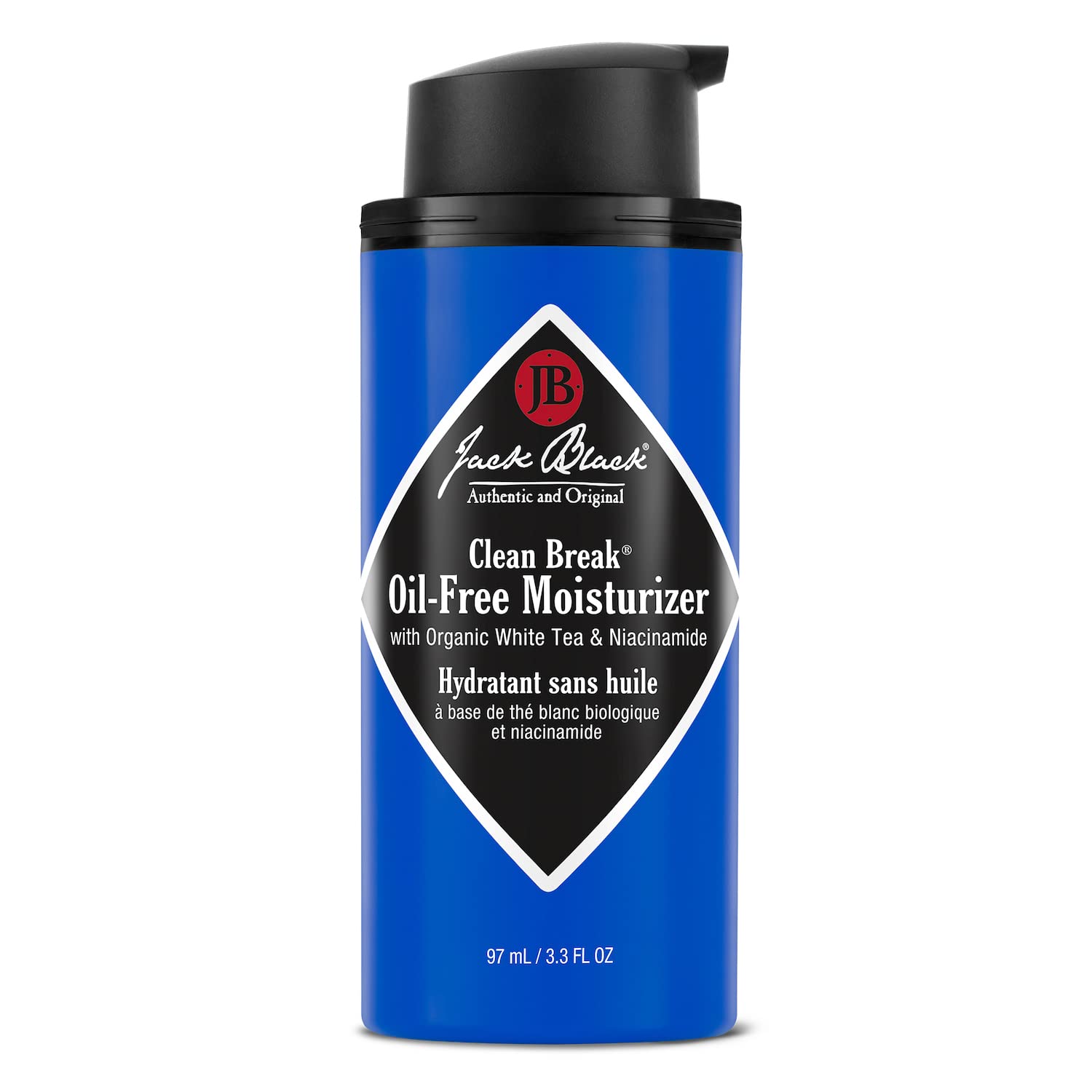 Jack Black Clean Break label notes Sodium Hyaluronate for lasting moisture.