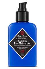 Jack Black Double-Duty bottle front showing SPF 20 hydration for daily use