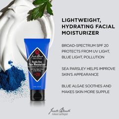 Jack Black Double Duty Face Moisturizer SPF 20 application demonstrates an easy morning skincare routine.