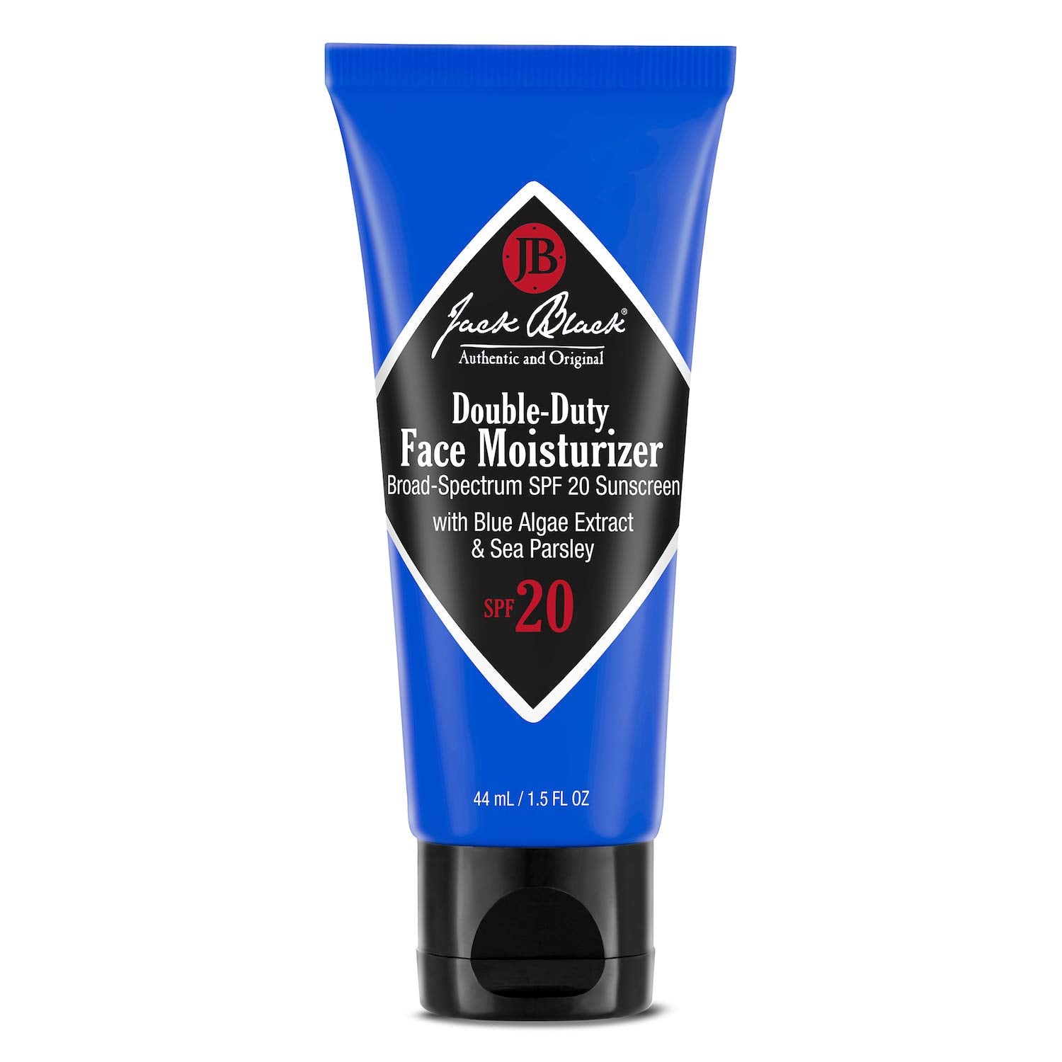 Jack Black Double Duty Face Moisturizer SPF 20 bottle offers lightweight daily sun protection and hydration.