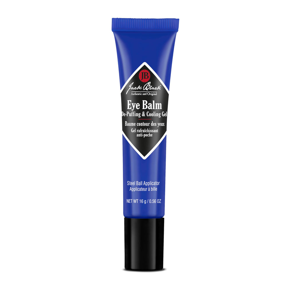 Jack Black Eye Balm rollerball application delivers a cool, refreshing eye area and easy de-puffing.