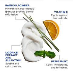Jack Black Face Buff Energizing Scrub being rubbed on skin for gentle exfoliation.