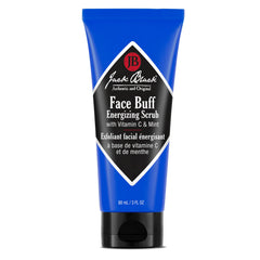 Jack Black Face Buff Energizing Scrub jar, smooth pre-shave prep for clearer pores.